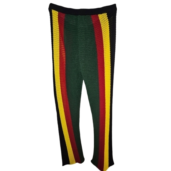 Summer Vacation Beach Cover-up Rasta Inspired Knit Women’s Pants Size XL - Picture 3 of 5